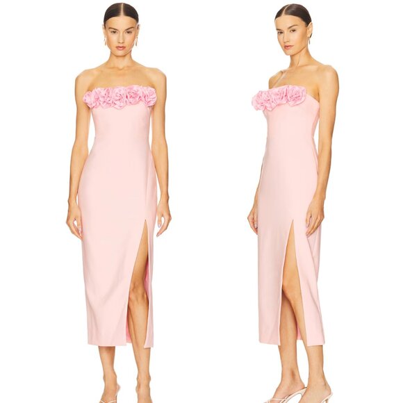 NEW LIKELY Catania Midi Dress in Rose Shadow Light Pink Strapless Formal Gown 6 - Picture 2 of 2